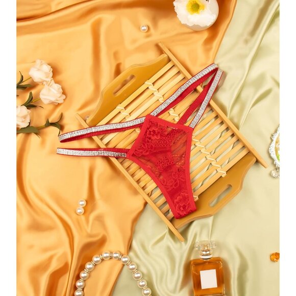 🆕Women's Red Polyamide Glitter Strappy Lace Sexy Breathable Underwear Panties - Picture 6 of 7